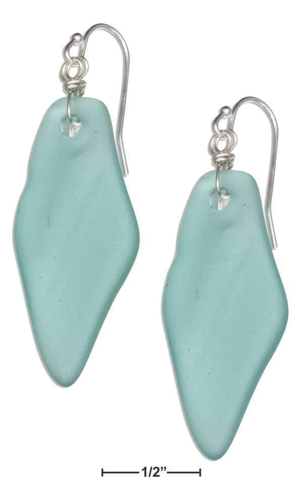 Silver Earrings Sterling Silver Natural Shaped Shard Ocean Green Blue Sea Glass Dangle Earrings JadeMoghul