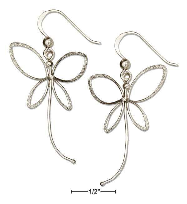 Silver Earrings Sterling Silver Open Butterfly Earrings On French Wires With Tail Trailing JadeMoghul Inc.