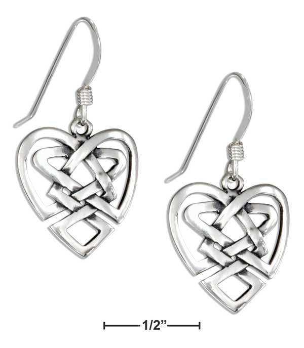 Silver Earrings Sterling Silver Open Heart Celtic Knot Earrings On French Wires JadeMoghul Inc.