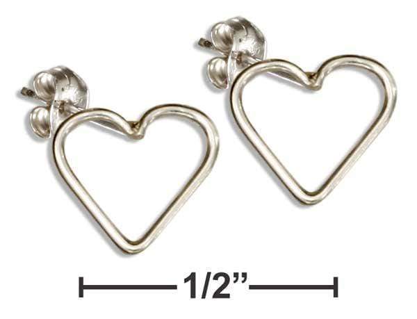 Silver Earrings Sterling Silver Open Wire Heart Post Earrings JadeMoghul Inc.