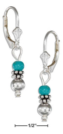 Silver Earrings Sterling Silver Ornate Silver And Simulated Turquoise Bead Earrings On Leverbacks JadeMoghul Inc.
