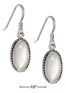 Silver Earrings Sterling Silver Oval Mother Of Pearl Earrings With Rope Border JadeMoghul Inc.