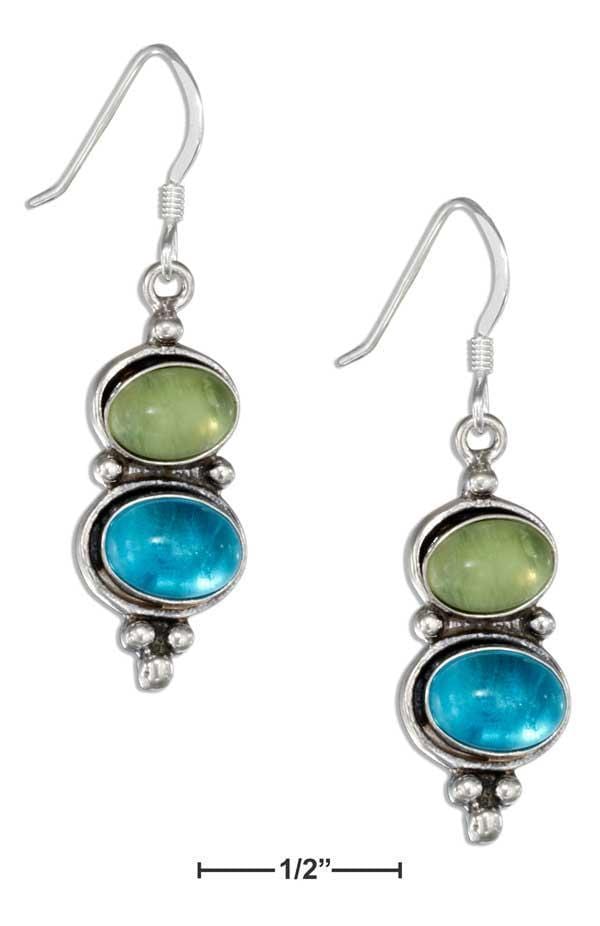 Silver Earrings Sterling Silver Oval Peridot And Blue Topaz Earrings JadeMoghul Inc.