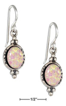 Silver Earrings Sterling Silver Oval Synthetic Pink Opal Earrings On Shepherd Hooks JadeMoghul Inc.