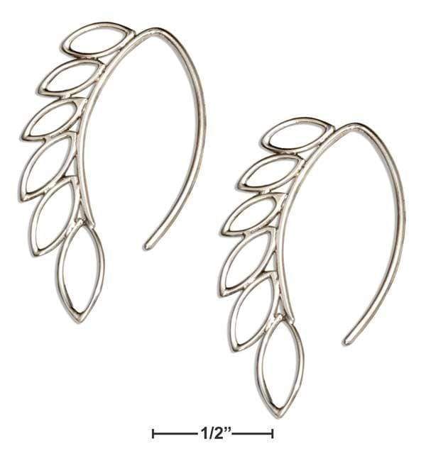 Silver Earrings Sterling Silver Oval Vine Leaf Ear Threader Earrings JadeMoghul Inc.