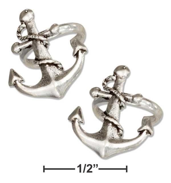 Silver Earrings Sterling Silver Pair Of Roped Anchor Ear Cuffs JadeMoghul