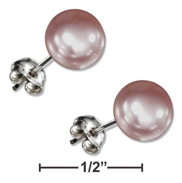 Silver Earrings Sterling Silver Pink Button Freshwater Cultured Pearl Earrings JadeMoghul Inc.