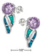 Silver Earrings Sterling Silver Purple Cubic Zirconia With Synthetic Blue Opal Earrings JadeMoghul Inc.