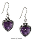 Silver Earrings Sterling Silver Roped Border Amethyst Heart Earrings JadeMoghul Inc.