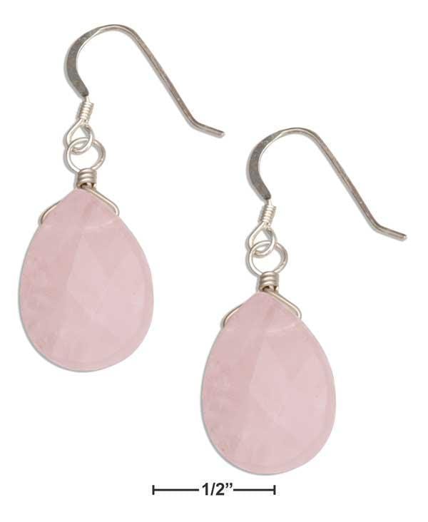 Silver Earrings Sterling Silver Rose Quartz Teardrop Earrings JadeMoghul Inc.