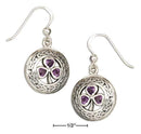 Silver Earrings Sterling Silver Round Celtic Knot Earrings With Amethyst Shamrocks JadeMoghul Inc.