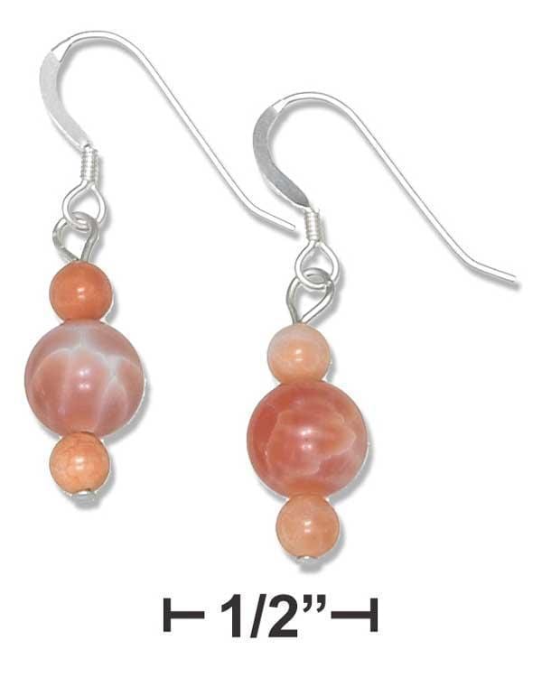 Silver Earrings Sterling Silver Round Orange Fire Agate Bead Earrings JadeMoghul Inc.