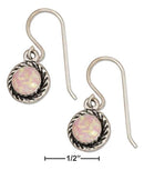 Silver Earrings Sterling Silver Round Pink Synthetic Opal Earrings With Roped Frame JadeMoghul Inc.