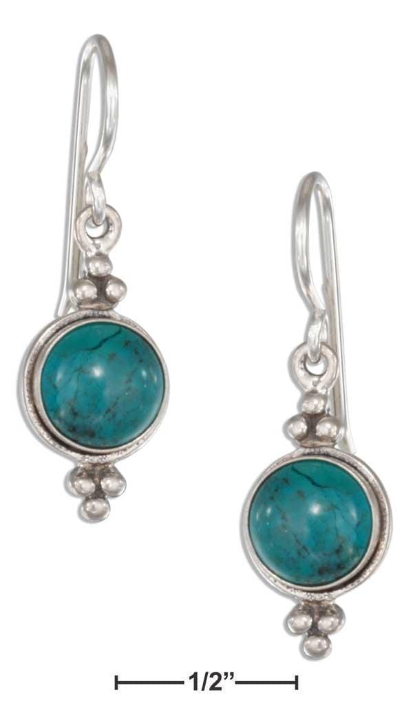 Silver Earrings Sterling Silver Round Simulated Turquoise Concho Earrings On French Wires JadeMoghul Inc.