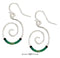 Silver Earrings Sterling Silver Round Spiral Dangle Earrings With Green Glass Seed Beads JadeMoghul Inc.