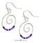Silver Earrings Sterling Silver Round Spiral Dangle Earrings With Purple Glass Seed Beads JadeMoghul Inc.