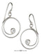 Silver Earrings Sterling Silver Round Swirl With Cubic Zirconia Wire Earrings JadeMoghul Inc.