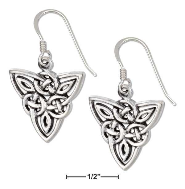 Silver Earrings Sterling Silver Scrolled Celtic Trinity Earrings On French Wires JadeMoghul Inc.