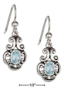 Silver Earrings Sterling Silver Scrolled Design Oval Blue Topaz Earrings JadeMoghul Inc.