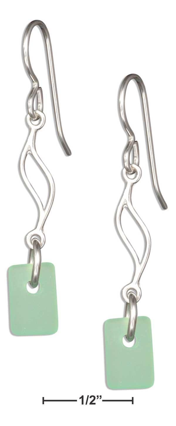 Silver Earrings Sterling Silver Seafoam Green Sea Glass Journey Wave Dangle Earrings On French Wire JadeMoghul Inc.