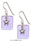 Silver Earrings Sterling Silver Shade Of Blue Sea Glass Starfish Dangle Earrings On French Wires JadeMoghul Inc.