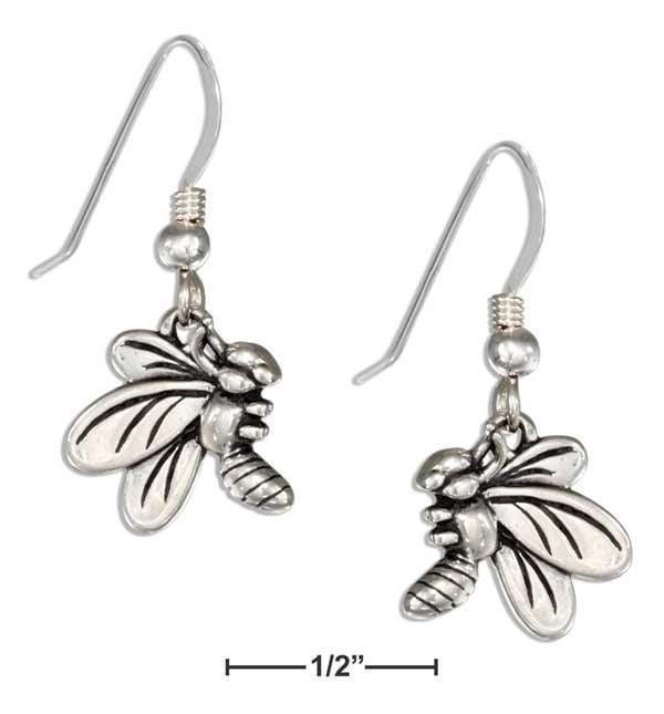 Silver Earrings Sterling Silver Side View Bumble Bee Earrings On French Wires JadeMoghul Inc.