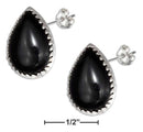 Silver Earrings Sterling Silver Simulated Black Onyx Teardrop Earrings JadeMoghul Inc.