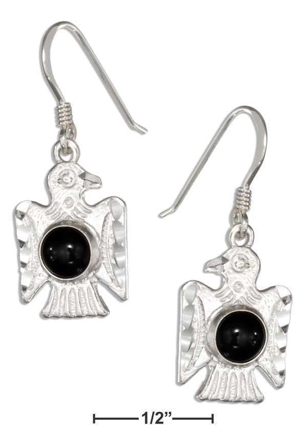 Silver Earrings Sterling Silver Simulated Black Onyx Thunderbird Earrings JadeMoghul Inc.