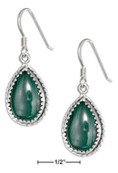 Silver Earrings Sterling Silver Simulated Malachite Teardrop Dangle Earrings With Rope Edge JadeMoghul Inc.