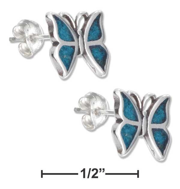 Silver Earrings STERLING SILVER SIMULATED TURQUOISE BUTTERFLY EARRINGS STAINLESS STEEL POSTS JadeMoghul