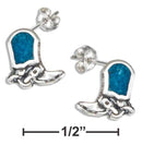 Silver Earrings Sterling Silver Simulated Turquoise Cowboy Boot Earrings Stainless Steel Post JadeMoghul Inc.