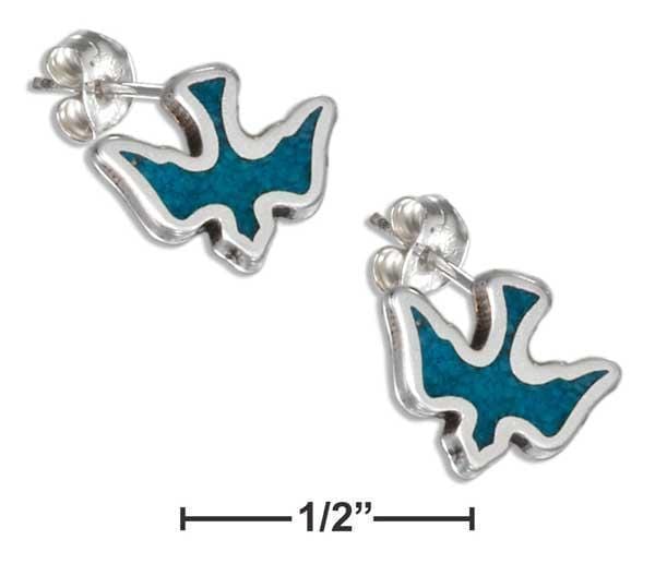 Silver Earrings STERLING SILVER SIMULATED TURQUOISE DOVE EARRINGS STAINLESS STEEL POSTS/NUTS JadeMoghul