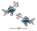 Silver Earrings STERLING SILVER SIMULATED TURQUOISE FISH EARRINGS STAINLESS STEEL POST/NUTS JadeMoghul