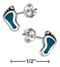 Silver Earrings Sterling Silver Simulated Turquoise Footprint Earrings Stainless Steel Posts JadeMoghul Inc.