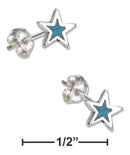 Silver Earrings Sterling Silver Simulated Turquoise Star Earrings Stainless Steel Post/Nuts JadeMoghul Inc.