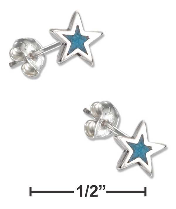 Silver Earrings Sterling Silver Simulated Turquoise Star Earrings Stainless Steel Post/Nuts JadeMoghul Inc.