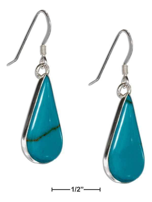 Silver Earrings Sterling Silver Simulated Turquoise Teardrop Earrings On French Wires JadeMoghul Inc.