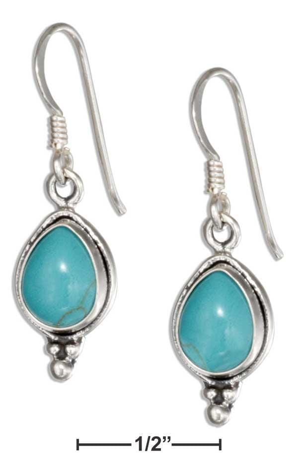 Silver Earrings Sterling Silver Simulated Turquoise Teardrop Earrings With Beaded Accent JadeMoghul Inc.