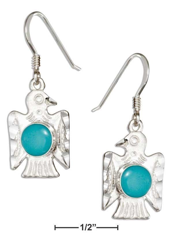 Silver Earrings Sterling Silver Simulated Turquoise Thunderbird Earrings JadeMoghul Inc.