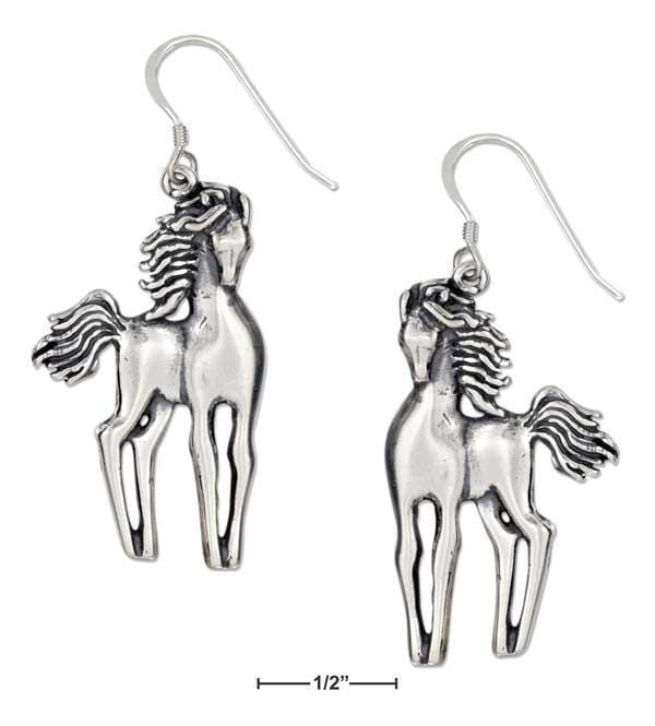 Silver Earrings Sterling Silver Slender Standing Horses Earrings On French Wires JadeMoghul Inc.