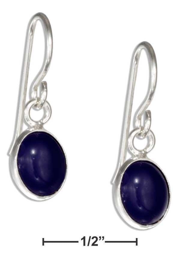 Silver Earrings Sterling Silver Small Oval Lapis Cabochon Earrings JadeMoghul Inc.