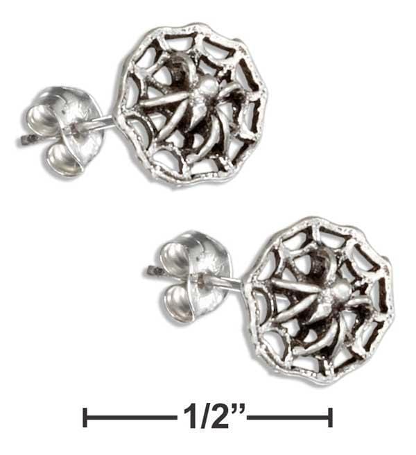 Silver Earrings Sterling Silver Small Spider Web Post Earrings JadeMoghul Inc.