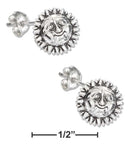 Silver Earrings Sterling Silver Smiling Sun Face Earrings On Stainless Steel Posts And Nuts JadeMoghul Inc.