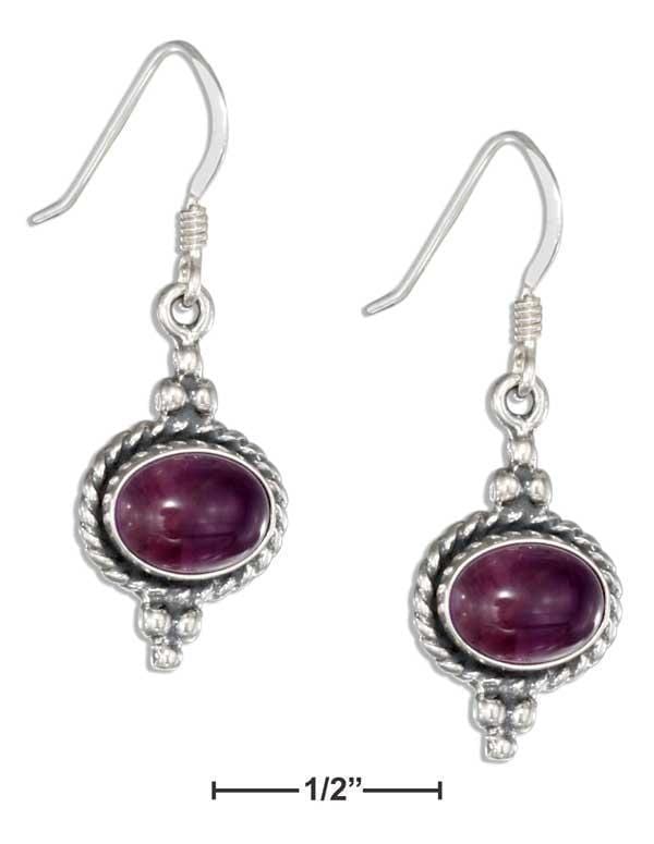 Silver Earrings Sterling Silver Southwest Amethyst Oval Earrings With Roped Border JadeMoghul Inc.