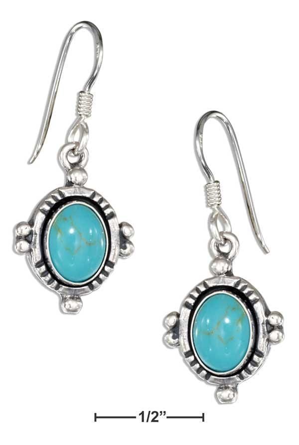 Silver Earrings Sterling Silver Southwest Inspired Oval Simulated Turquoise Earrings JadeMoghul Inc.