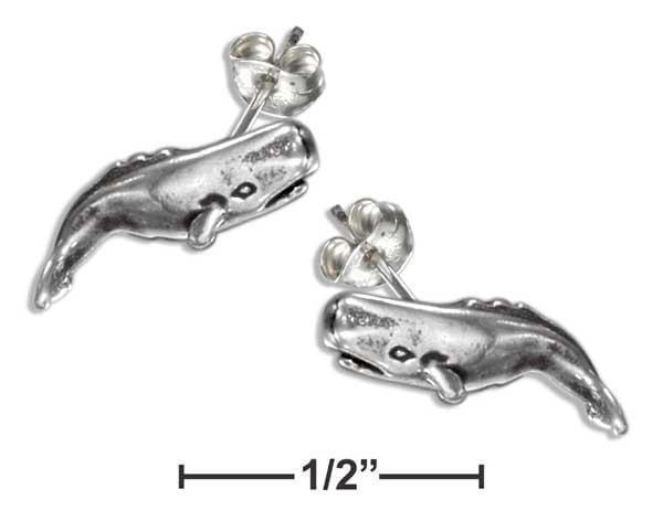 Silver Earrings Sterling Silver Sperm Whale Post Earrings On Stainless Steel Posts And Nuts JadeMoghul Inc.