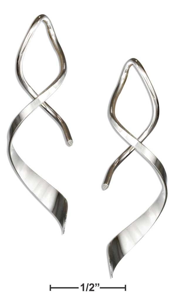 Silver Earrings Sterling Silver Spiral Streamer With Wide End Wire Earrings JadeMoghul Inc.