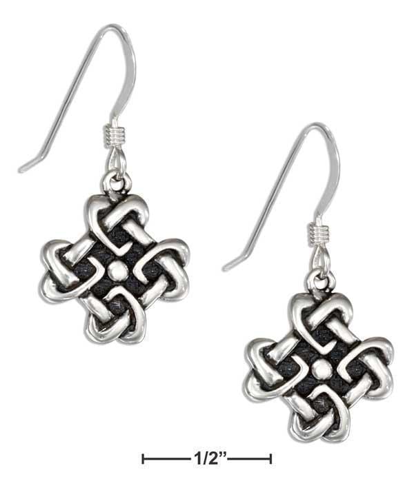 Silver Earrings Sterling Silver Square Celtic Knot Heart Earrings On French Wires JadeMoghul Inc.