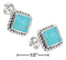 Silver Earrings Sterling Silver Square Roped Edge Simulated Turquoise Post Earrings JadeMoghul Inc.