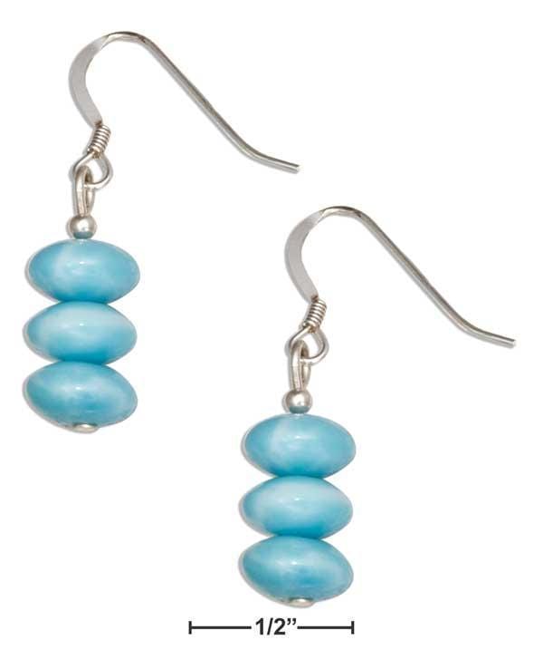 Silver Earrings Sterling Silver Stacked Rondell Simulated Larimar Earrings JadeMoghul Inc.